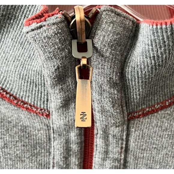 IZOD Mens Sweater Sz L Red Gray Reversible 1/4 Zip Mock Neck Pullover Sweatshirt - Picture 5 of 7